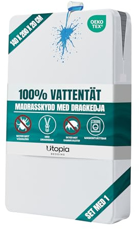 Wasserdichter Matratzenbezug 140x200x20 cm, Matratzenschoner Anti-acariens | Matratzenbezug mit Reißverschluss, Schutz vor Staubmilben und Bettwanzen, Oeko-Tex-zertifiziert, Utopia Bedding