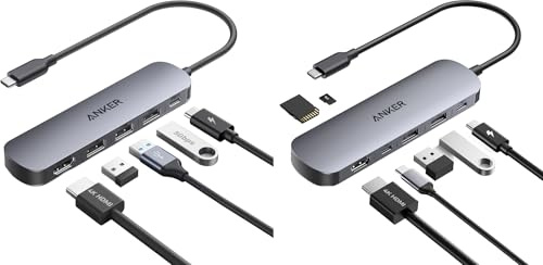 Anker USB C Hub, 5-in-1 USB Hub for Laptops, 4K HDMI Multiport Adapter with 90W Max Power Delivery & Anker USB C Hub, 7-in-1 Multi-Port USB Adapter (4K@60Hz USB C to HDMI Splitter)