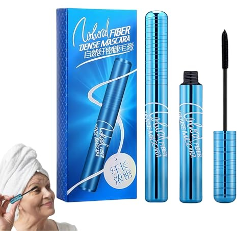 Black Mascara for Mature Women-Volumizing & Lengthening Waterproof Mascara,Smudge-Proof Enhancer for Aging Lashes,Fiber Mas/cara for Seniors with Thinning Lashes,Prime Mas/cara