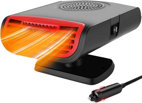 Fun Gift 12V Dual-Mode Car Heater & Defogger, 150W Rapid Windshield Defroster & Cooler - Compact Design for Easy Cigarette Lighter Connection in Small Cars