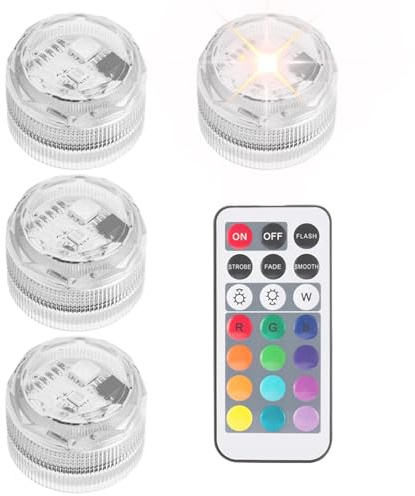 Generisch Mini Unterwasser LED-,13 Farben & 4 Modi Einstellbar | Wiederverwendbares Licht mit Fernbedienung für Deko zu Ostern, Meeresthemen, Geburtstag, Spa, Camping, Partys & Halloween