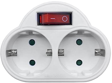 Qusedwey Enchufe MúLtiple EstáNdar de la UE 250V 16A Enchufe de ConversióN de Enchufe Doble con Interruptor de Salida Enchufe Adaptador de Corriente Enchufe Enchufe de la UE