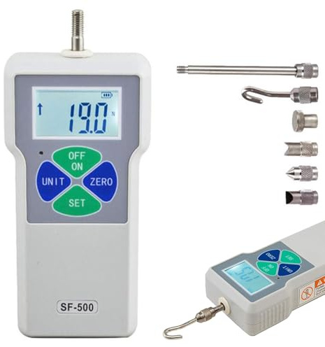 Dinamometro Digitale, Misuratore Portatile di Spinta e Trazione, 500 N / 50 Kg / 110 Lb, Bilance di Alta Precisione per Spinta e Trazione, Strumenti di Misurazione della Pressione