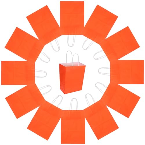 MUSISALY Lot de 25 Paquet Présents en Papier Kraft Orange 15X8X21 CM Sachets à Gâteaux et Boissons avec Poignées Souples Emballages à Emporter pour Fêtes Anniversaires et Événements