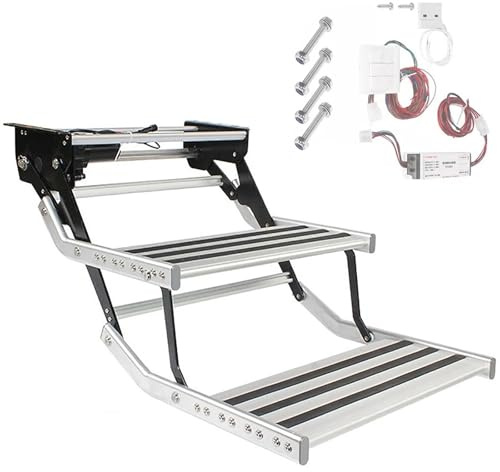 Générique Marchepied électrique for Camping-Car, marchepied Manuel for Camping-Car, avec éclairage, capacité de Charge de 150 kg, revêtement antidérapant en Caoutchouc(Automatisch,Double Layer)