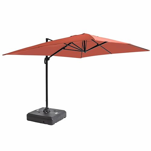 Oviala Parasol déporté 4x3 m inclinable + à Lester sur Roues Terracotta