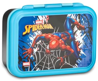 Seven Portamerenda Spiderman, Blu, 850 ml, Resistente al calore, Divisorio interno, Lavabile in lavastoviglie, Base in acciaio, Scuola, Sport, Viaggio, Bambino, Bambina