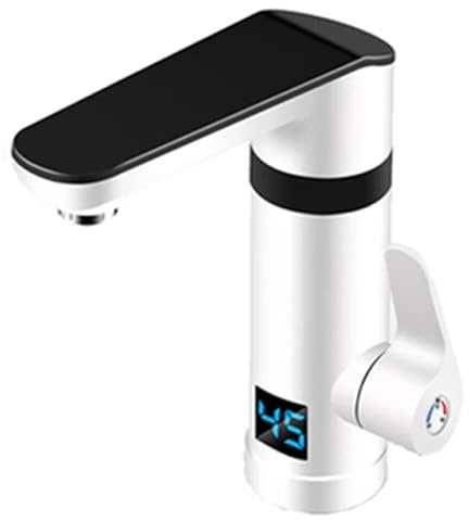 Chauffe-eau instantané, Chauffe-eau électrique instantané 3000 W for robinet, sans réservoir, avec affichage de la température, for et la salle de bain.(blanc)