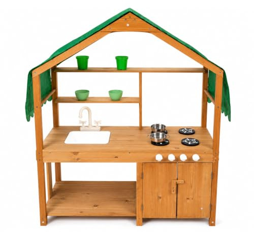 Neo Wooden Outdoor Mud Kitchen for Kids Working Sink Play Stove