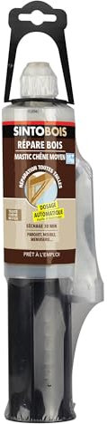 SINTO Mastic Répare Bois Chêne Moyen - 150 ml - Idéal pour Réparer les Trous et Fissures de Toutes Tailles dans le Bois - Intérieur/Extérieur