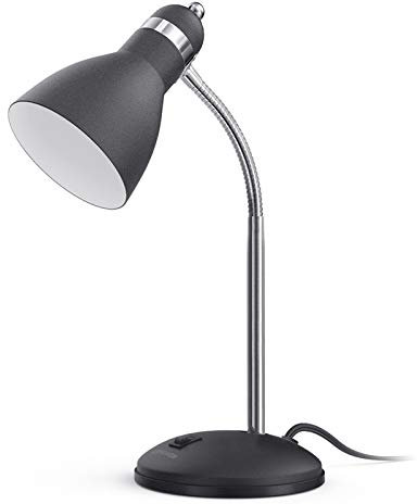 LEPOWER Metal Desk Lamp, Eye-Caring Table Lamp, Study Lamps with Flexible Goose Neck for Bedroom, Home Office (Matte Black)