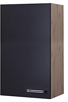 Smart Möbel Küchen Hängeschrank - 50 breit x 89 cm hoch - Anthrazit San Remo Eiche – Lino