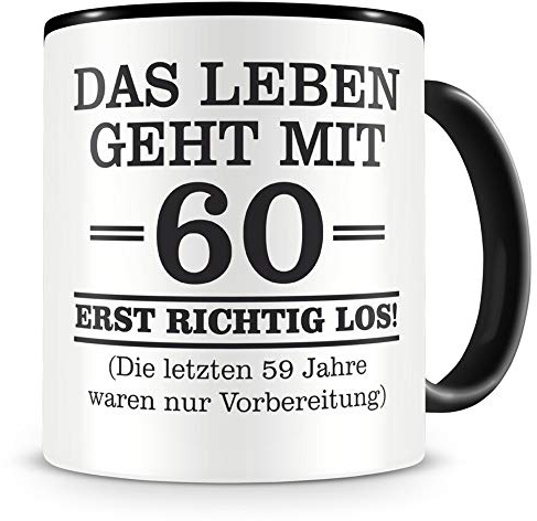 Samunshi® Tasse mit Spruch witzige Geschenke zum 60 Geburtstag Mann Frau Oma Opa Birthday Geschenkideen zum 60 Geburtstag 300ml schwarz