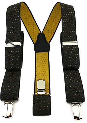 TigerTie Unisex Hosenträger in Y-Form mit 3 extra starken Clips - Farbe in gepunktet - hochwertige Verarbeitung - Breite 35 mm