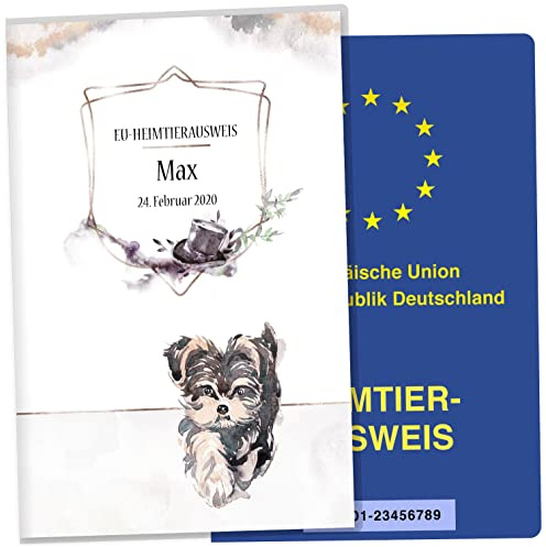 EU-Heimtierausweis Hülle Cosmo Hunde Tierausweis Schutzhülle schöne Geschenkidee personalisierbar mit Namen und Geburtsdatum (Poppy, EU-Heimtierausweishülle personalisiert)