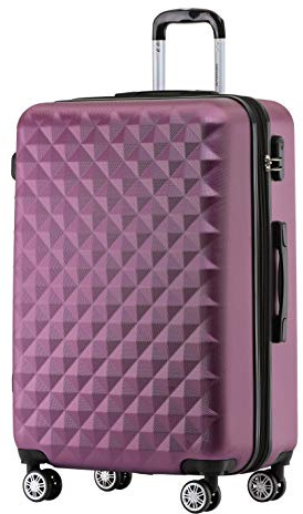 BEIBYE Zwillingsrollen 2066 Hartschale Trolley Koffer Reisekoffer Gepäck M-L-XL-Set (Violett, XL)