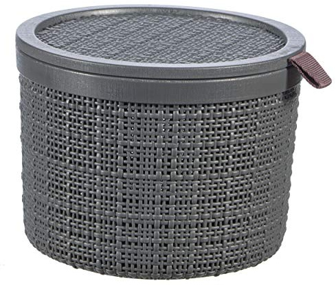 CURVER Runde Jute, 2 l, mit Deckel, grau, 100% recycelt, Kunststoff