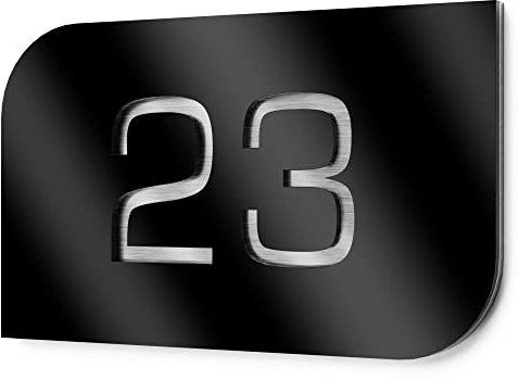 Graviers Design Hausnummernschild aus V2A Edelstahl 215x150mm - Schwarz - Wetterfest Rostfrei Individuell anpassbar nach eigener Nummer - Made in Germany