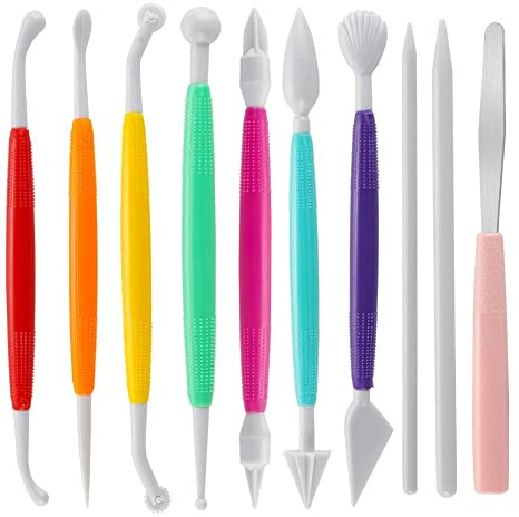 10 Stück Fondant Modellierwerkzeug Set für Blumenformen Set Scharfe Kantenschneider Zubehör Fondant Werkzeuge Ausstecher Set DIY Ausstechformen für Ton Marzipan Kuchen Dekoration