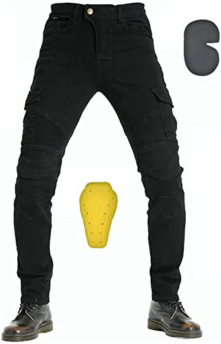 Motorradhose Schutzhose, Herren-Motorrad-Jeans Motocicleta Pantalones Moto Jeans Motorrad-Jeanshose Für Herren, 4 Arten Von Schutzausrüstung, Motorradhose Für Motorradrennfahrer (Schwarz,L)