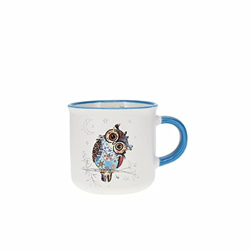 KIUB Mini-Tasse Espresso mit Tieren – Motiv Eule mit stechenden Augen – Höhe 6,5 cm – feines Porzellan