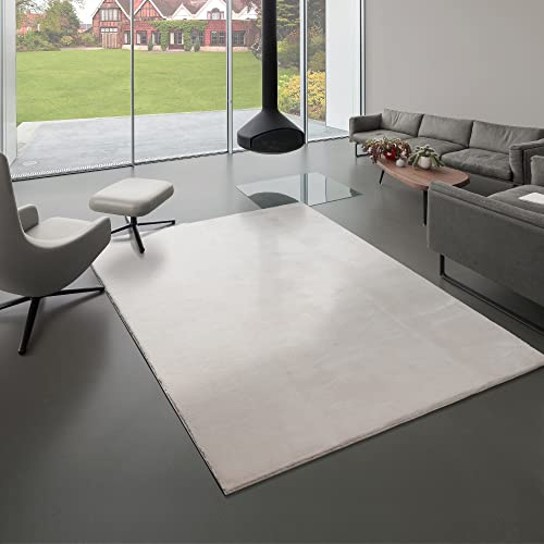Mia´s Teppiche Bella Kuscheliger Hochflor Langflor Wohnzimmer Fellteppich, Super Soft, Kunstfell, Flauschig, Beige, 120 x 170 cm