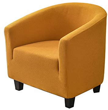 WWYL Elastischer Jacquard Tub Stuhlhussen,Club Chair Schonbezug Elastisch Stretch Sofahusse Husse Wanne Stuhlhussen Für Clubsessel Loungesessel Cocktailsessel Schonbezüge (Gelb)