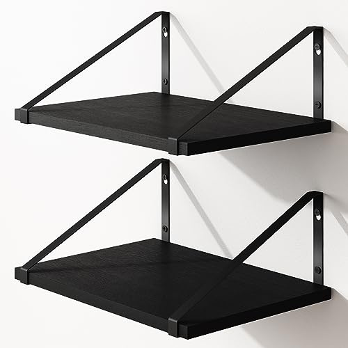 Fixwal Floating Shelves for Wall, 16.5 X 12 X 0.6in Black Shelves for Bedroom, Large Wall Shelf for Living Room, Kitchen, Bathroom, Laundry Room and Decor Storage
