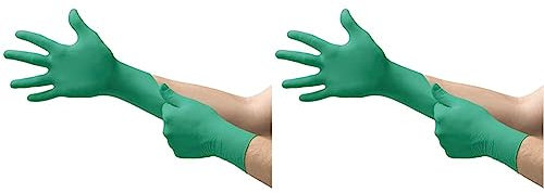 Ansell TouchNTuff 92-600VP Gants Jetables Nitrile Fins et Résistants, Protection Chimique et Mécanique, Industrie Alimentaire, Gant Usage Unique Non Poudré, Sans Latex, Vert, Taille M (40 Gants)