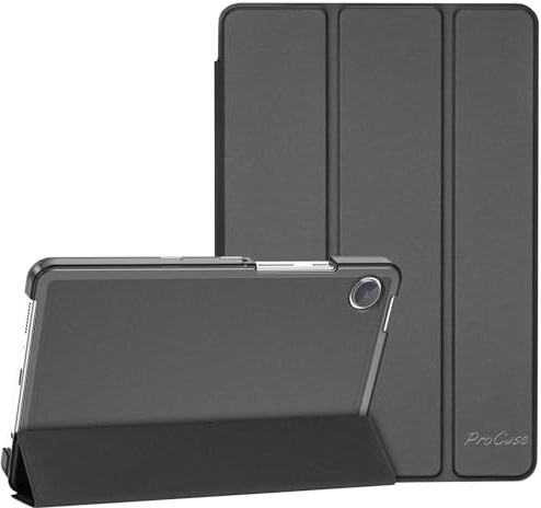 ProCase Hülle für 8.7 Zoll Galaxy Tab A9 2023 (SM-X110) Galaxy Tab A11 2025 (X130/X135), Schutzhülle Case, Ultra Dünn Leicht Smart Cover mit Translucent Rückhülle -Schwarz
