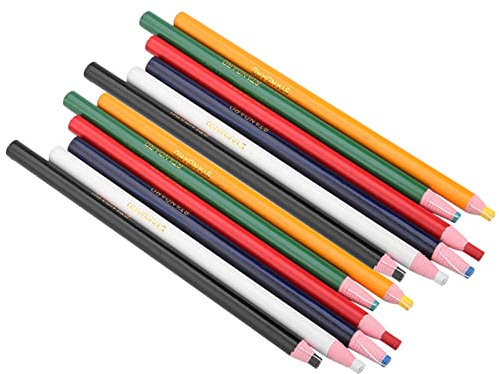 Lápiz de Tiza para Sastrería para Tela, Tiza para Sastre, Madera, Paquete de 12 Uds., Bolígrafo de Colores Mezclados para Tela, Accesorios de Costura para Sastrería