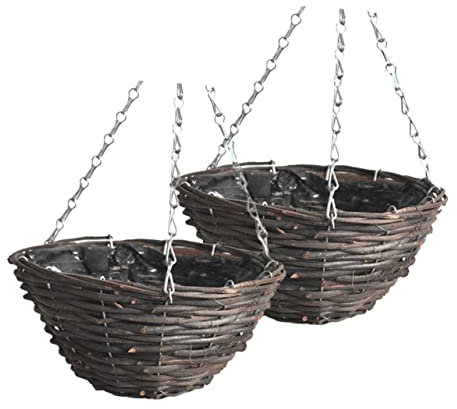 Yardwe 2stücke Handgefertigter Rattan Pflanzkorb Hängeampel Für Balkon Und Innenbereich Vielseitiger Leichter Blumenampel Hängepflanztopf Dekorativer Hängender Korb Für Sukkulenten Und