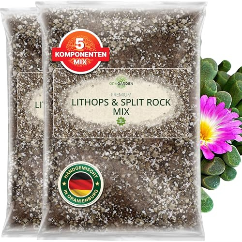 ORAGARDEN Lithops & Split Rock Erde für Sukkulenten und Kakteen- 6L Sukkulenten Substrat Erde - 5 Komponenten Kakteenerde