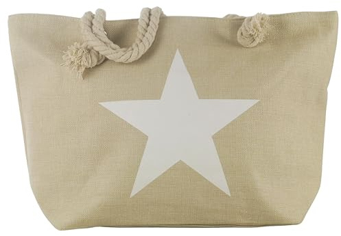 Ropo22 Strand- und Pooltasche aus Segeltuch mit Reißverschluss, sandfestes Futter, wasserdicht, große Tasche mit Innentasche und Kordelgriffen für Strand, Pool, Fitnessstudio, Damentaschen, natur