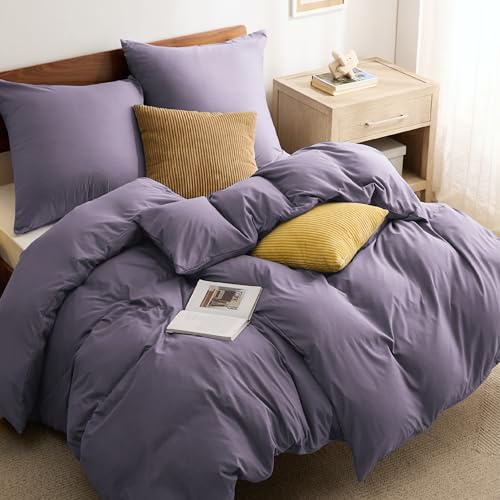 BEDSURE Bettwäsche 135x200 4teilig Mikrofaser - Grauviolett, 80x80 Kissen | Kontrast-Design Wendebettwäsche mit Reißverschluss, Oeko-TEX zertifiziert, einfache Montage, für Zuhause & Hotel