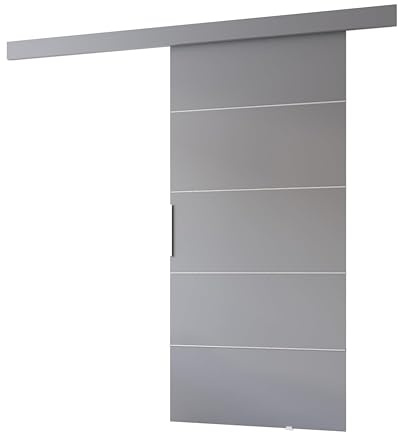 MINIO go for it - Schiebetür Komplettset CLEAN B Schiebetüren 96 cm Breit | Wandmontage, Schiebetürsystem, Zimmertüren - Grau Matt
