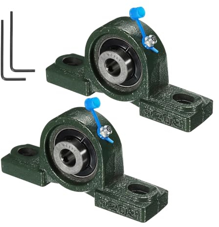 Kozelo 2 Stück UCP201 Stehlager 12mm Bohrung Selbstausrichtung | massiver Gusseisensockel mit Chromstahl-Lagern montiert