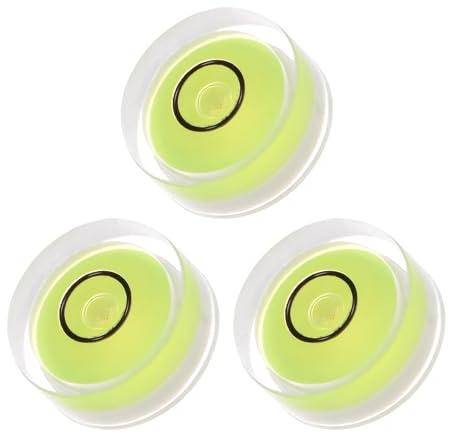 Kozelo 3pcs Small Circular Bubble Spirit Levels - [15mm Diameter 6mm Thickness] Mini Round RV Level Leveling Tools for Travel Trailer Turntable Camera, Lime