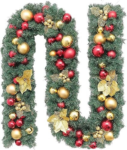 GETSTREE Türen, Künstliche Weihnachtsgirlande, Kamin, Treppenhaus, Wandfront, Weihnachtsschmuck, 2,7 m, verschlüsseltes Weihnachts-Rattan, Weihnachtsszene, Schaufenster, Weihnachten(Multi-Colored)