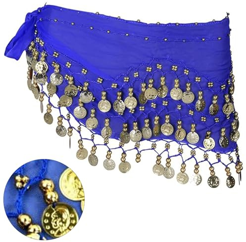 Chiffon Hüfttuch, Damen BauchtäNzerin KostüM, Tanztuch mit Münzen für Bauchtanz, Damen Bauchtanz Gürtel, Schwarz Bauchtanz Hüfttuch, für Mädchen Frau für Performance Kostüm Bauchtanz Yoga Kurs