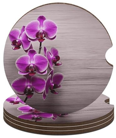Auto-Untersetzer für Getränke, 4 Stück, Orchidee, Auto-Untersetzer, saugfähig, Auto-Becherhalter, Untersetzer, rutschfeste Auto-Bechermatte, Korkboden für Auto-Becherhalter für Damen und Herren, 6,6