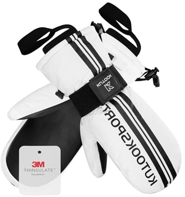 KUTOOK Ski Gloves Women Men Snowboarding Snow Waterproof Windproof Warm Winter Adult Wrist Outdoor White L