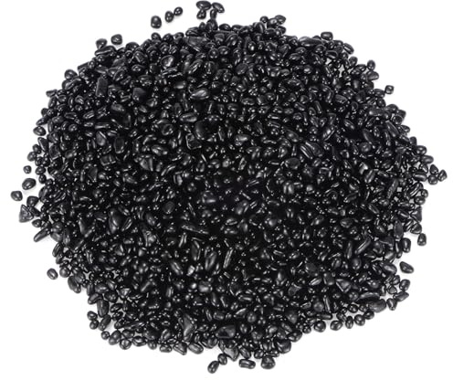 M METERXITY Perline Vetro Rotondo Alta Lucentezza, Gemme Vetro, Ciottoli Vetro, Biglie Vetro per Vasi/Fuochi/Crafts/Acquario/Decorazioni Giardino 5-7mm, 550g/1.21-Libbra [Nero]