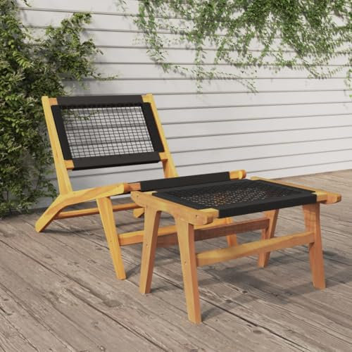 Xichuzi Gartenstuhl mit Fußstütze Massivholz Teak und Polyester, Gartensessel, Campingstuhl, Terassenstühle, Gartenmöbel, Balkon Stühle, Balkonstuhl - 319155