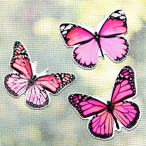 Fiada 6 Stück Schmetterling Fliegengitter Magnete, Rosa, Niedlicher Stil | Kühlschrank, Dekorative Doppelseitige Tür Magnete, Flexibel, Süß, für Küchen Büro Dekoration