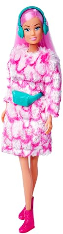 Simba Steffi Love Fluffy Fashion, 2-Fach Sortiert, es Wird nur EIN Artikel geliefert, Spielpuppe trägt EIN Flauschiges Kleid mit Stiefeln, Ohrwärmern, Bauchtasche, 29cm, ab 3 Jahren