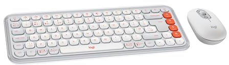 Logitech POP ICON KEYS Wireless Bluetooth Keyboard, Comfortable Typing, POP Mouse, Compact and Portable Wireless Bluetooth Mouse With Programmable Buttons - QWERTY UK – White