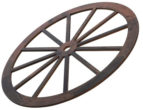 Garneck Decorazione da Parete in Legno Vintage Ruota a Carro Marrone, Appendibile, Facile Installazione per Casa e Ufficio in Stile Rustico Semplice