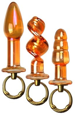 WLKJPP Set di 3 Plug Anali in Vetro Liscio, Perline Anali in Vetro Cristallo, Dildo Anali, Dilatatori Anali, Plug in Vetro, Massaggio Prostatico, Perline Anali, Plug Anale, Giocattolo Anale,B
