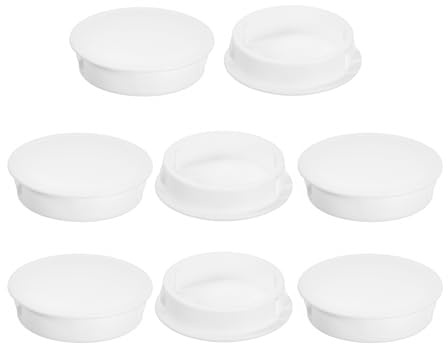 QUARKZMAN 8 Stück 40mm (1-9/16) Abdeckkappen für Bohrlöcher, Nylon Blindstopfen Abdeckstopfen Weiß, runde Schnappverschluss Bohrungen für Bohrlöcher für Schränke Maschinen Möbel